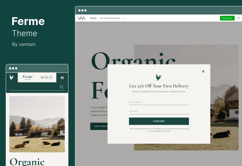 Ferme Theme - магазин органических продуктов питания WooCommerce & Farm WordPress Theme