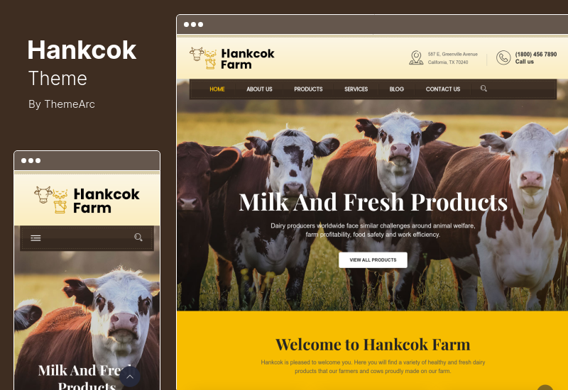 Tema Hankcok - Tema de WordPress para granja lechera