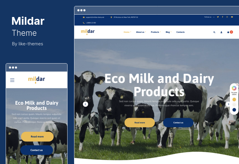 Mildar 主題 - 奶牛場和牛奶 WordPress 主題