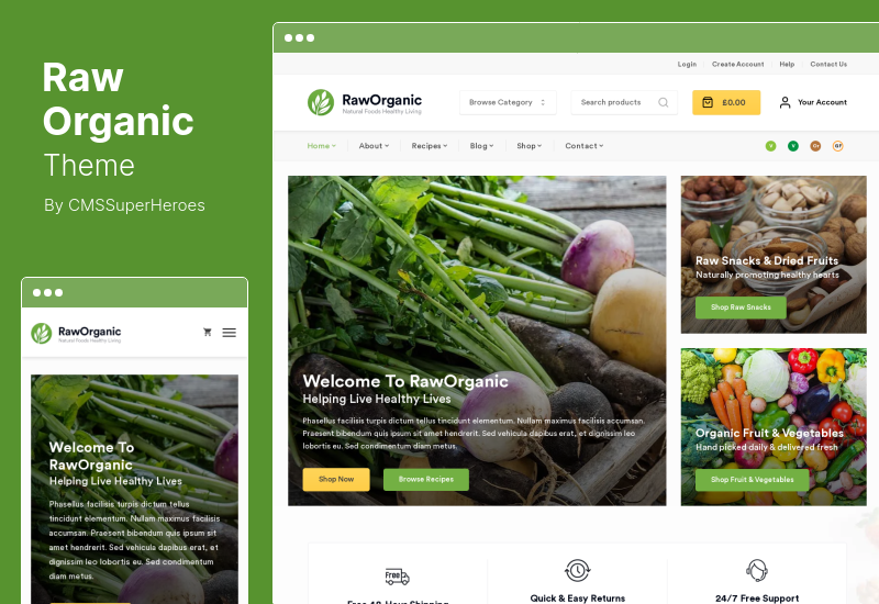 Thème RawOrganic - Thème WordPress pour magasin d'aliments sains