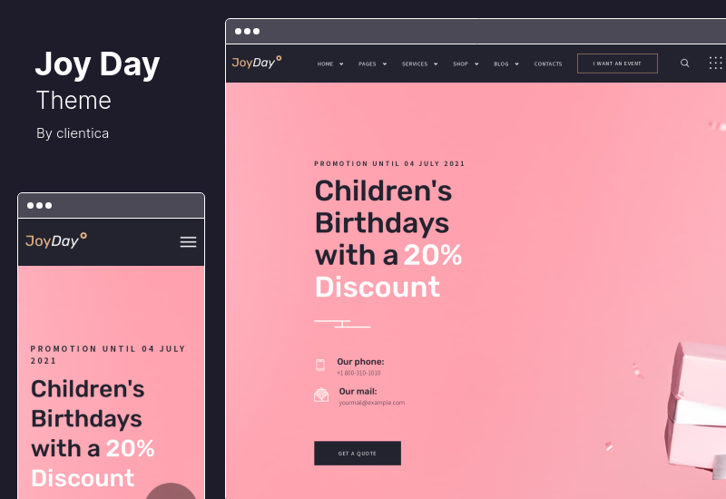 JoyDay Teması - Yaratıcı Etkinlik Ajansı WordPress Teması