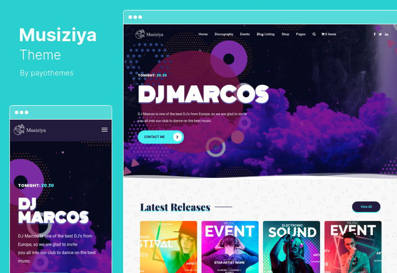 Musiziya Teması - Müzisyen Grup WordPress Teması