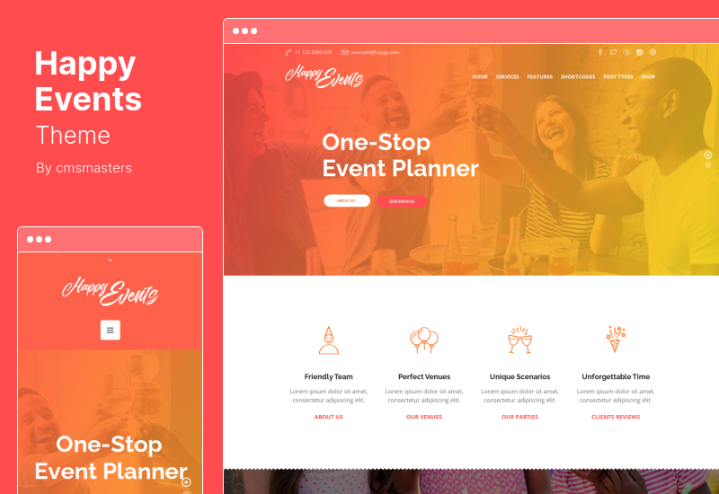 Happy Events Theme - ホリデー プランナー & イベント エージェンシーの WordPress テーマ