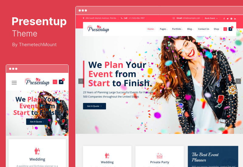 Tema Presentup - Tema WordPress para Planejador de Eventos e Gerenciamento de Celebrações