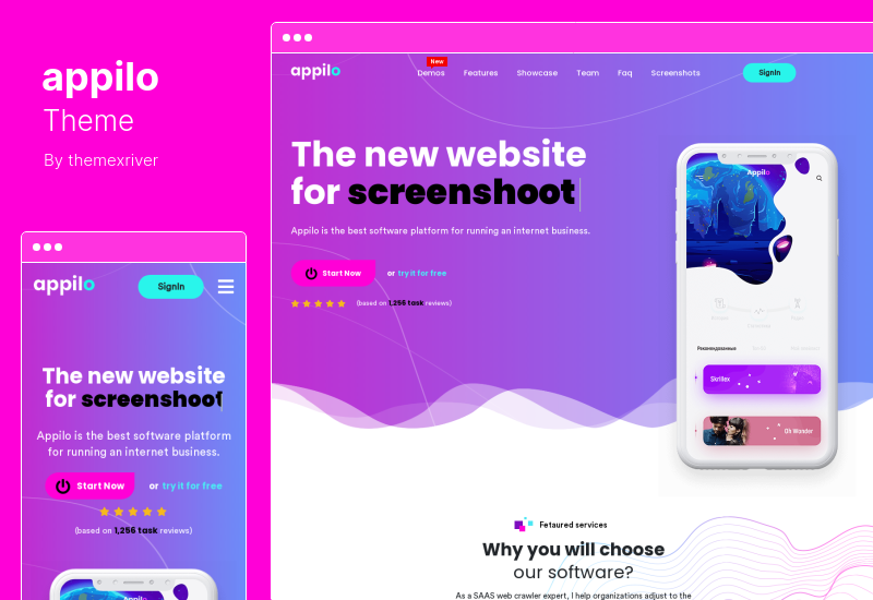 Appilo Theme - halaman arahan aplikasi Tema WordPress