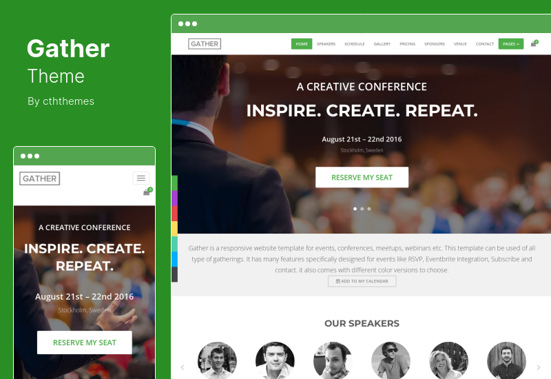 Gather Theme - Event Conference WordPress Landing Page Theme