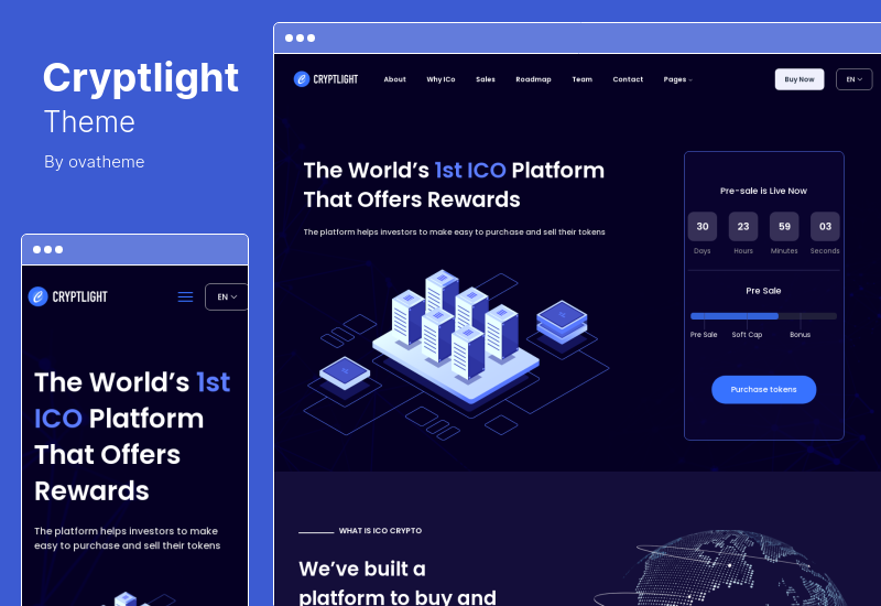 Tema Cryptlight - Tema WordPress della pagina di destinazione ICO NFT