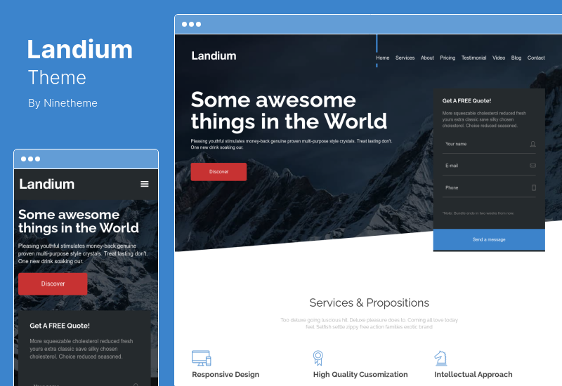 Landium Theme - Tema de WordPress para página de aterrizaje