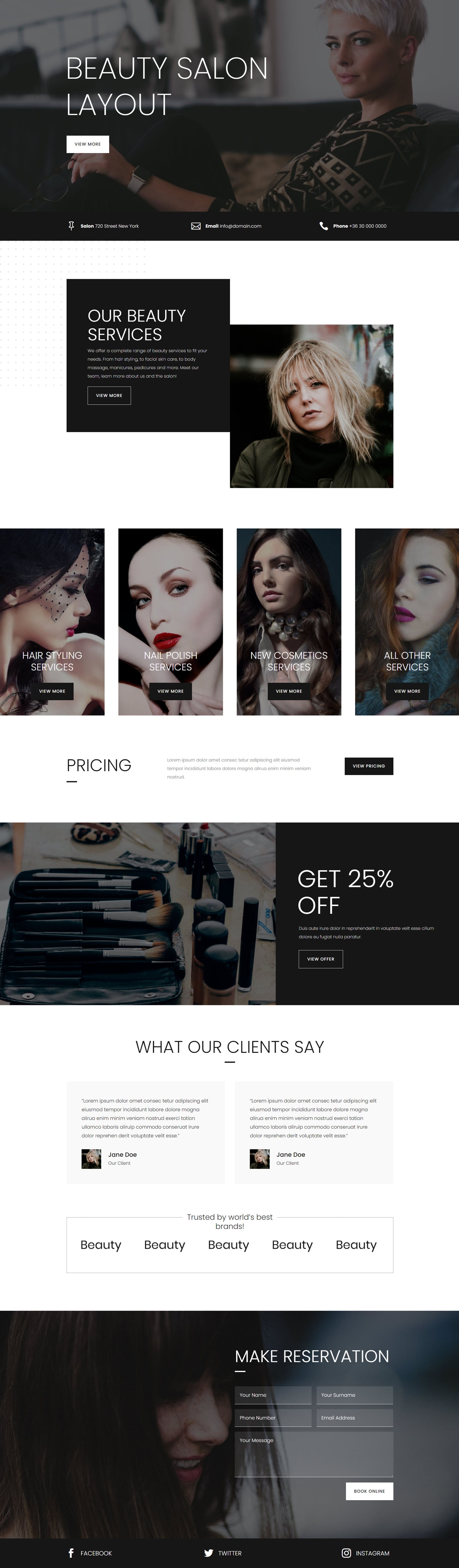 Divi Product Highlight Homepage 25 Divi Layout Pack Salón de belleza