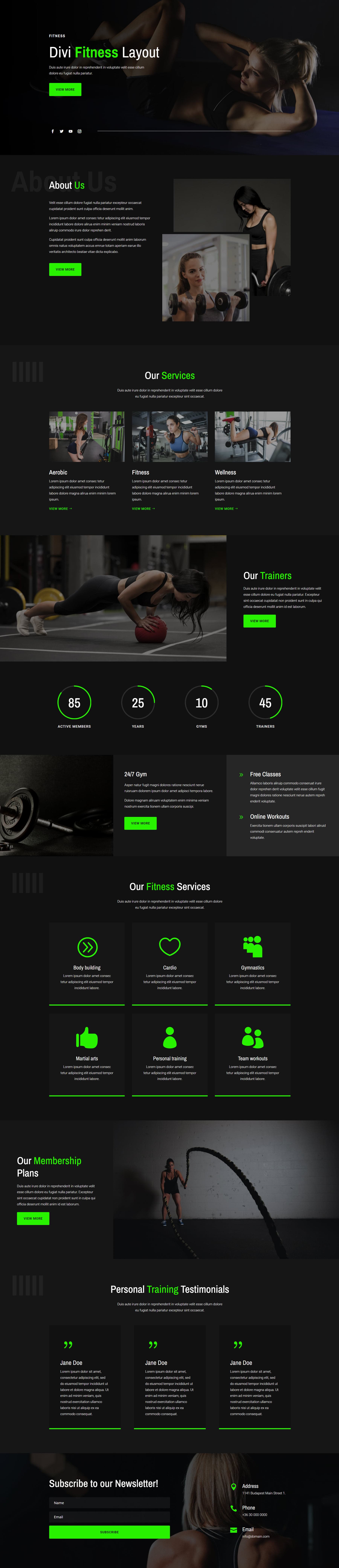 Divi Producto destacado Página de inicio 25 Divi Layout Pack Fitness