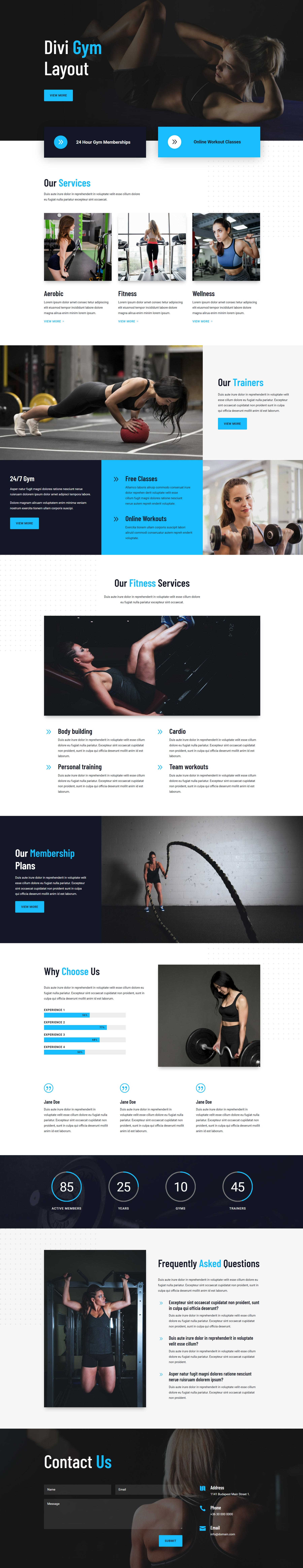 Divi Product Highlight Homepage 25 Divi Layout Pack Gimnasio