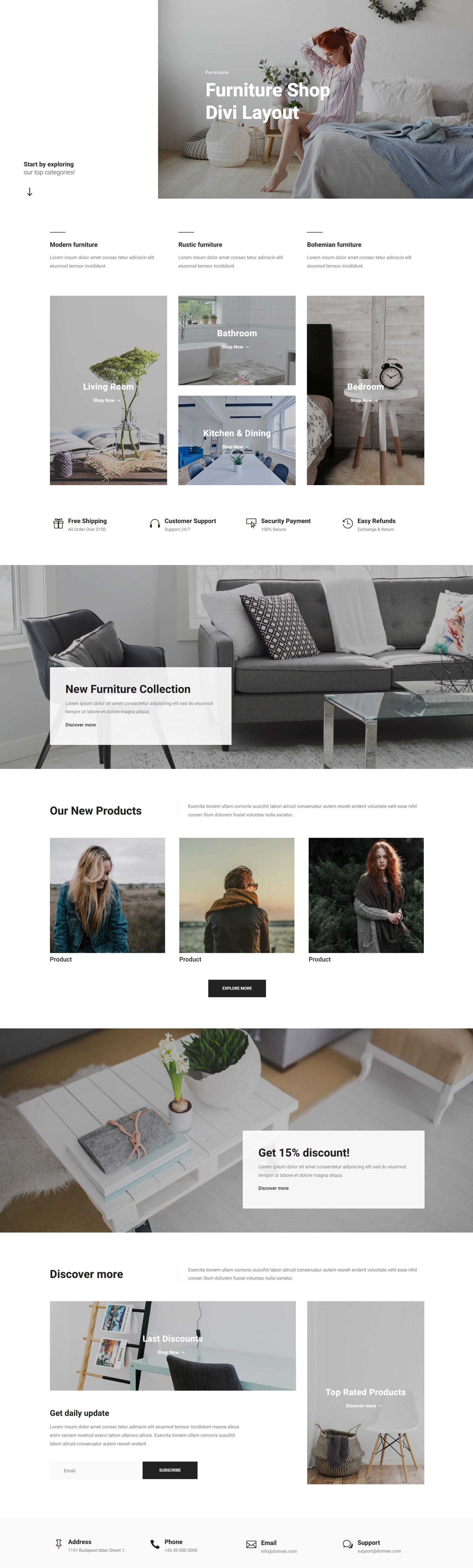 Divi Product Highlight Homepage 25 Divi Layout Pack Tienda de muebles