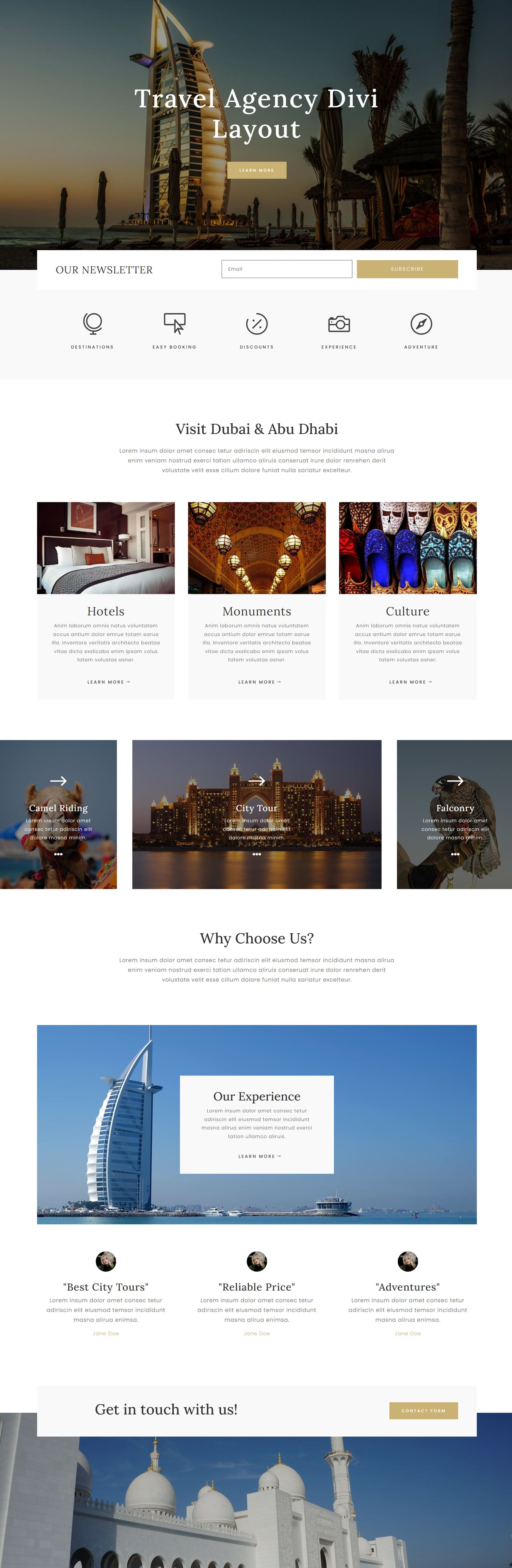 Divi Product Highlight Homepage 25 Divi Layout Pack Agencia de viajes