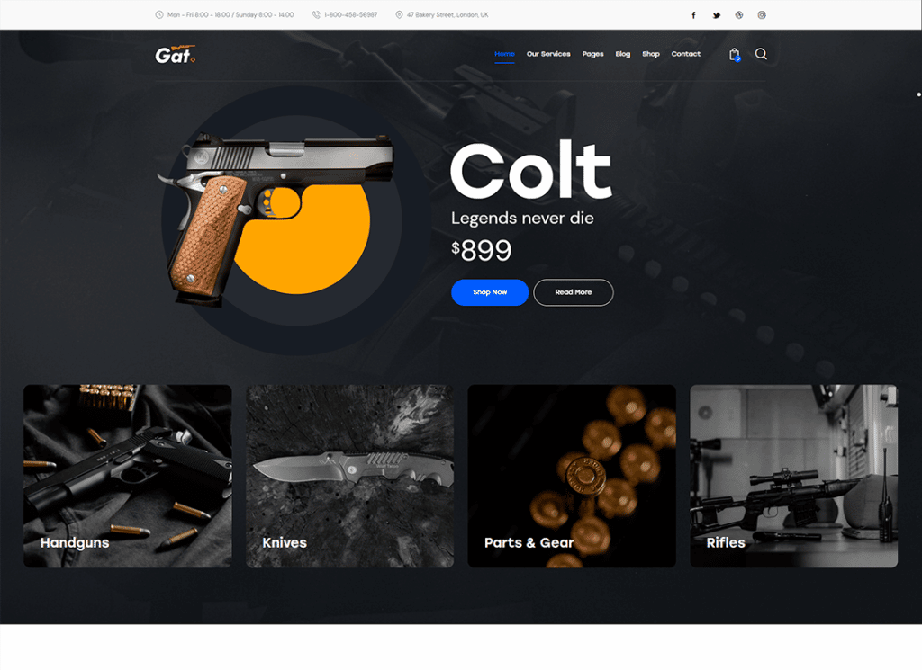 Gat | Tema WordPress Toko Senjata & Senjata