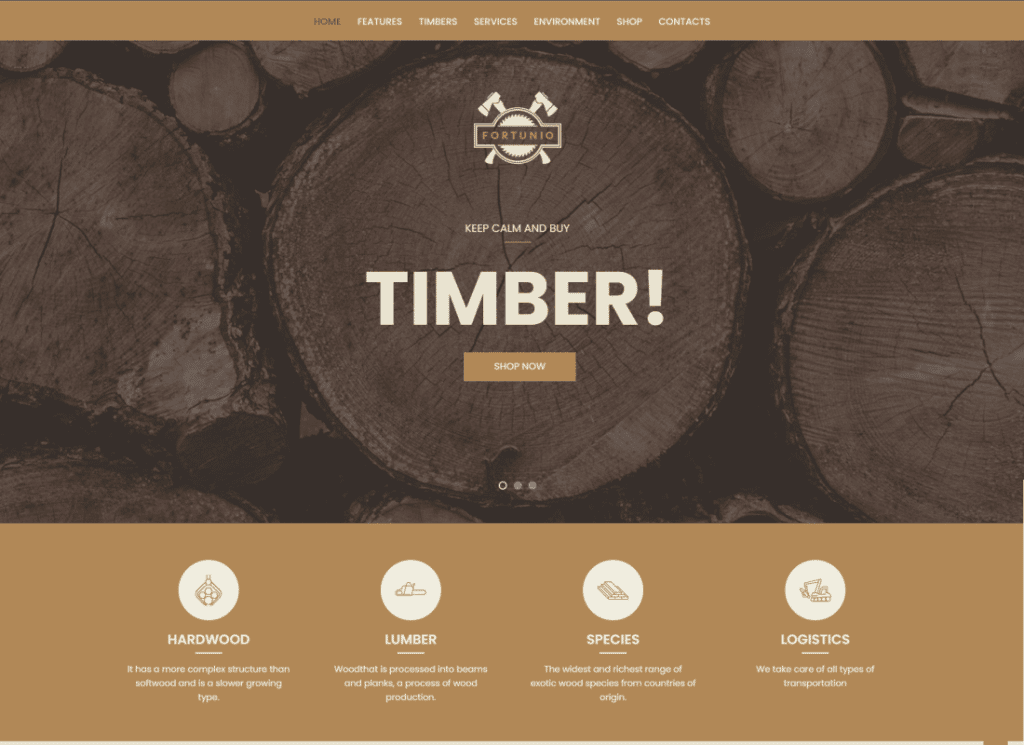 Fortunio - 목재 / 임업 / 목재 제조 WordPress 테마
