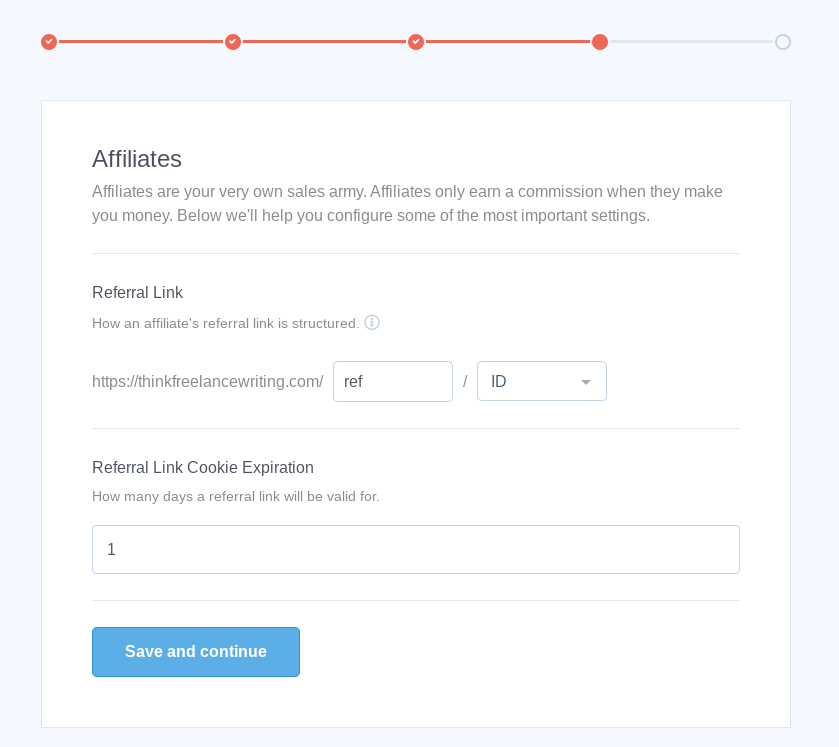 إعدادات ارتباط الإحالة pda-affiliatewp