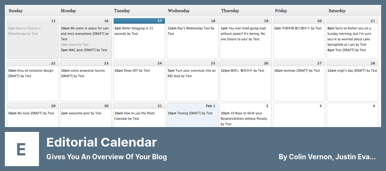 Plugin de calendrier éditorial - Vous donne un aperçu de votre blog