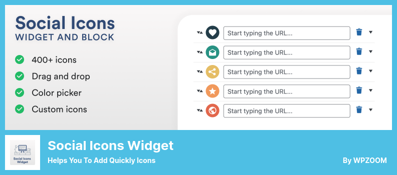 Social Icons Widget Plugin - Vă ajută să adăugați rapid pictograme