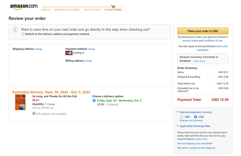 Amazon a une excellente page de paiement