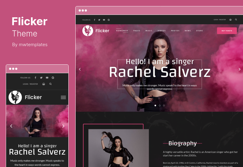 Flicker Theme - ธีม WordPress นักดนตรี