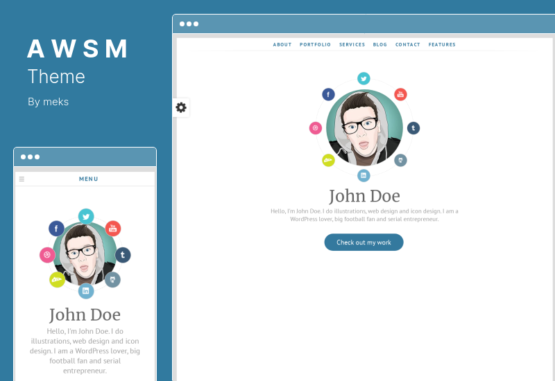 ธีม AWSM - ประวัติย่อหน้าเดียว / ประวัติย่อ & ผลงานส่วนตัว WordPress Theme