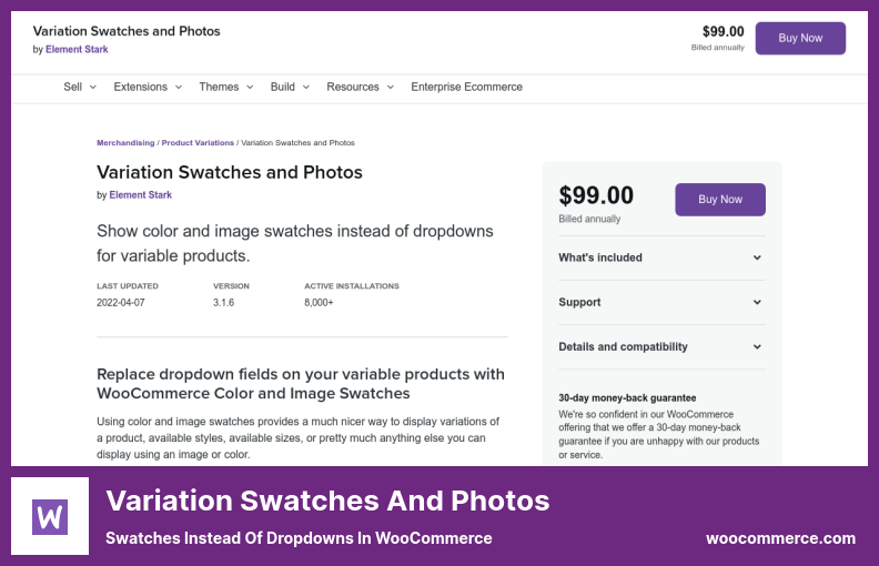 Variation Swatches and Photos Plugin - WooCommerce のドロップダウンの代わりにスウォッチ