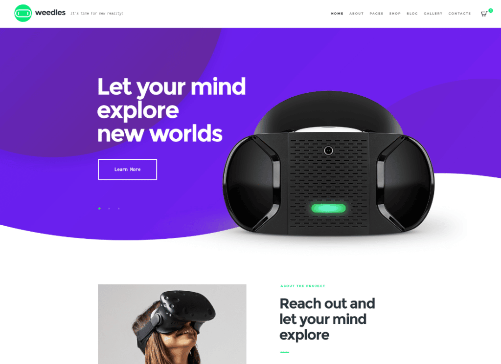 Weedles | Virtual Reality Landing Page & Store WordPress Theme