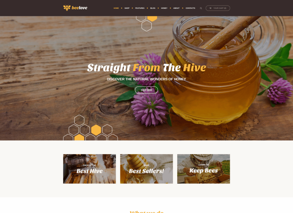 Beelove - Tema WordPress para Tienda Online de Producción de Miel y Dulces