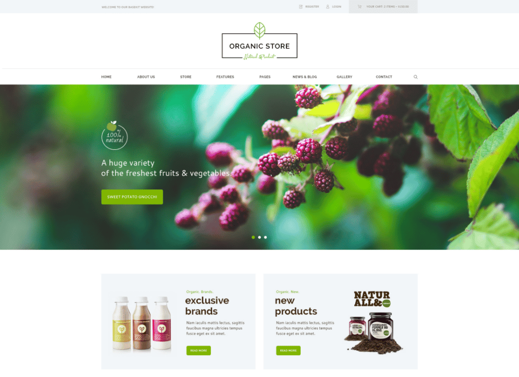 Organic Store - Tema de WordPress para tienda de productos ecológicos