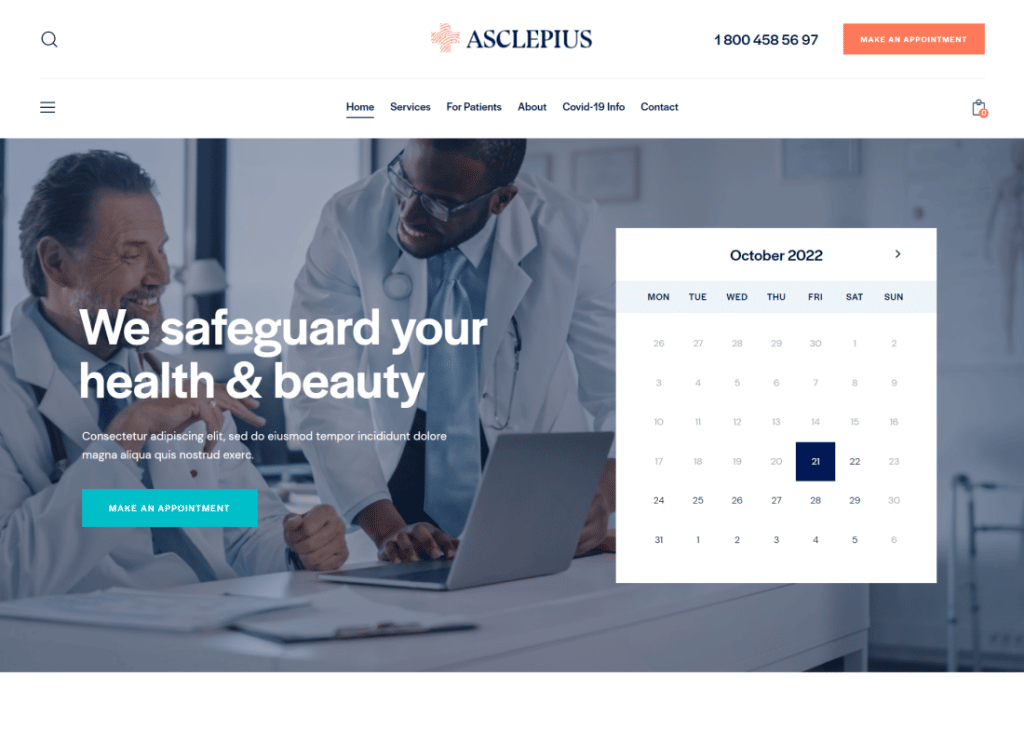 Asclepius - 의사, 의료 및 의료 WordPress 테마