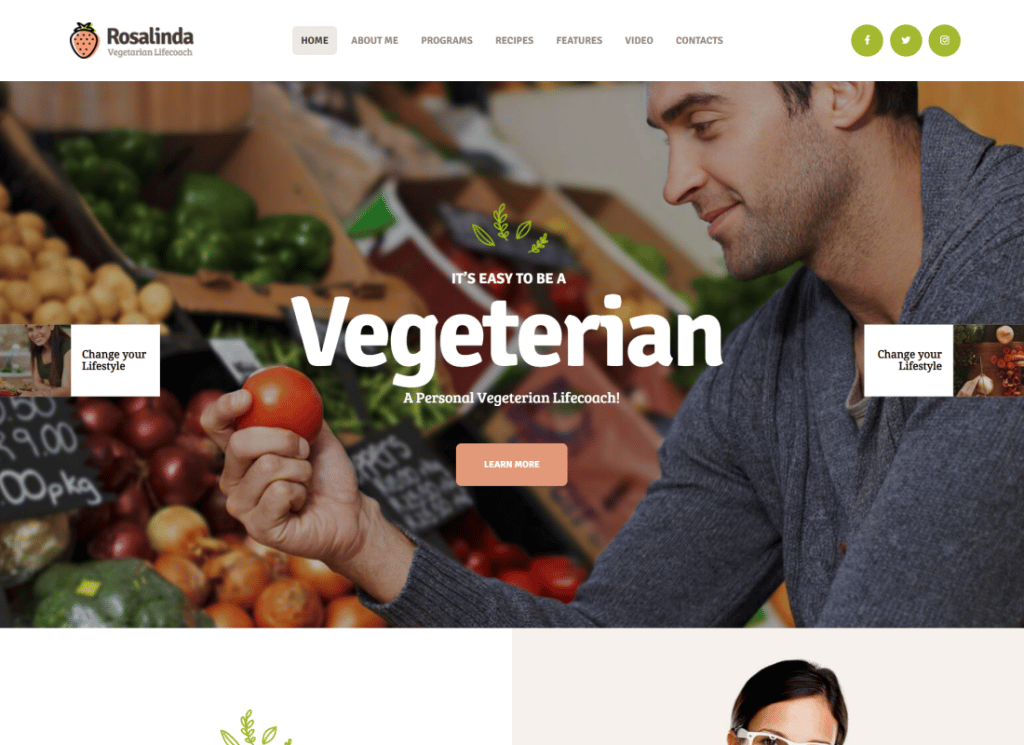 Rosalinda - Pelatih Kesehatan & Gaya Hidup Vegetarian Blog Tema WordPress