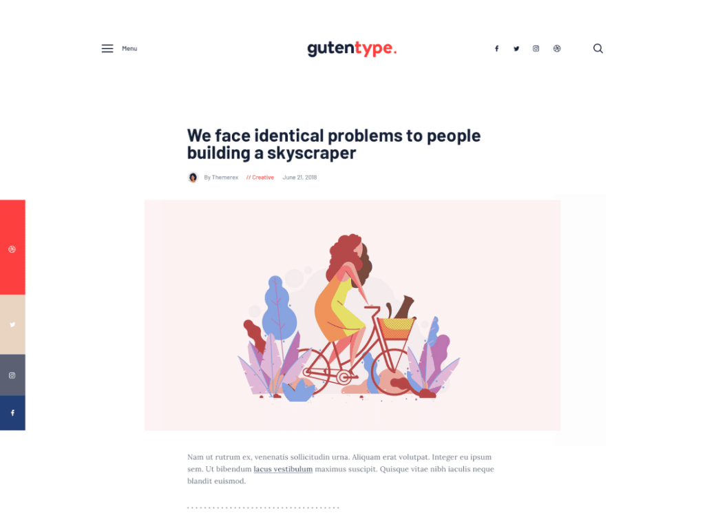 Gutentype - 100% Tema WordPress Gutenberg untuk Blog Modern