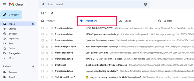 E-mails de marketing