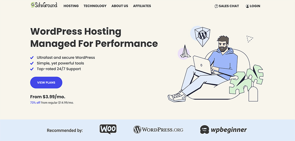 SiteGround hosting WordPress murah