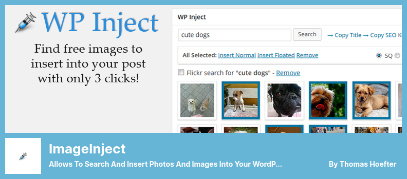 ImageInject Plugin – Ermöglicht das Suchen und Einfügen von Fotos und Bildern in Ihre WordPress-Beiträge