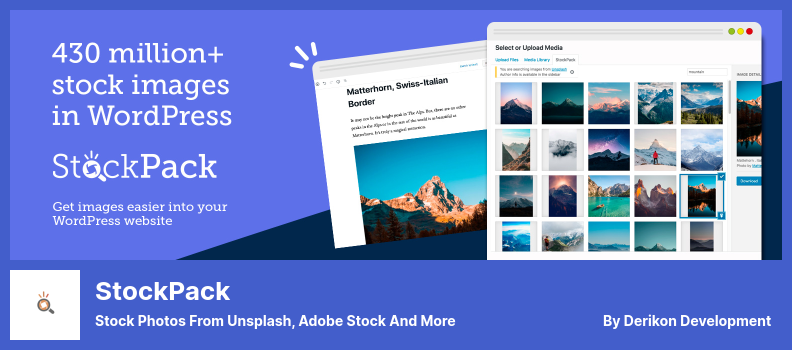 Plugin StockPack - Stock Photos de Unsplash, Adobe Stock et plus