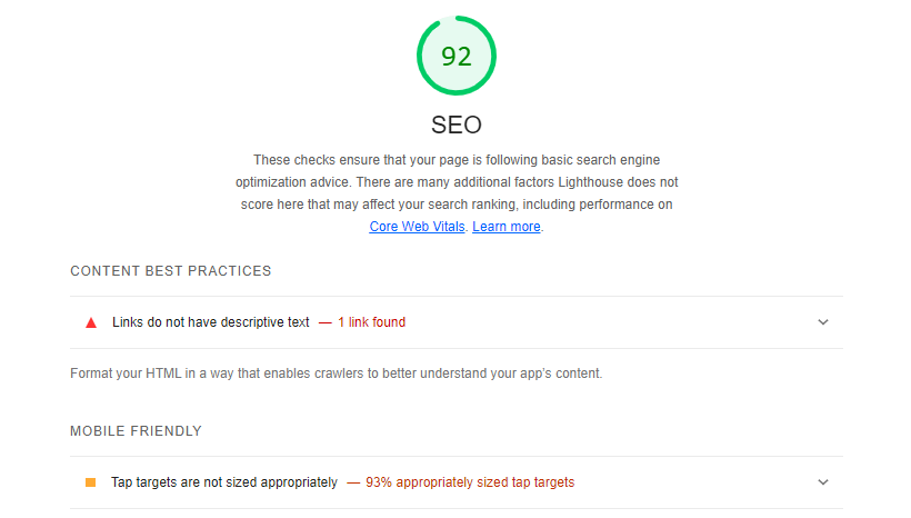 Lighthouse での SEO 監査