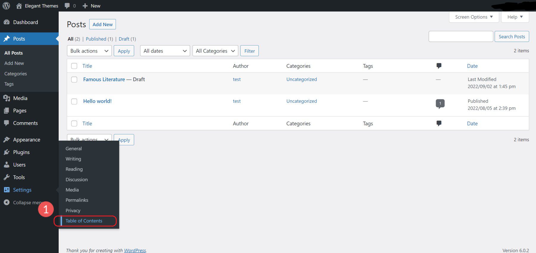 Configuración de todo el sitio