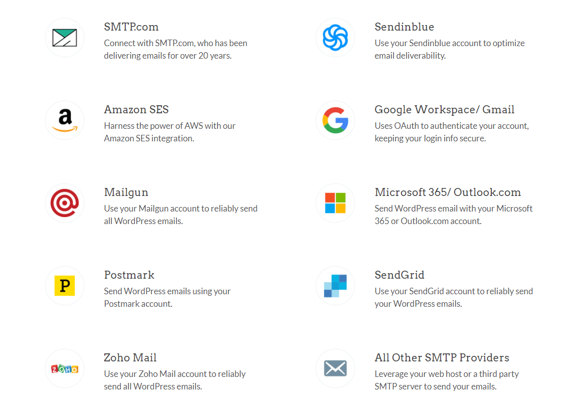 Conexões SMTP do WP Mail