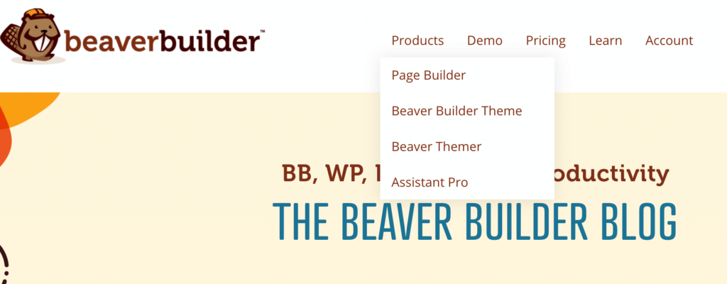 Menu navigasi Beaver Builder