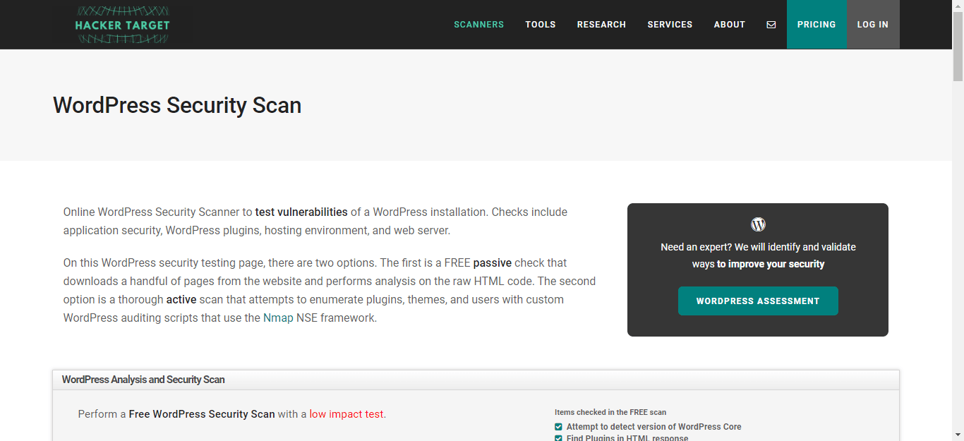 Scan WordPress