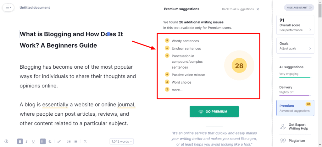 Plan Grammarly Free