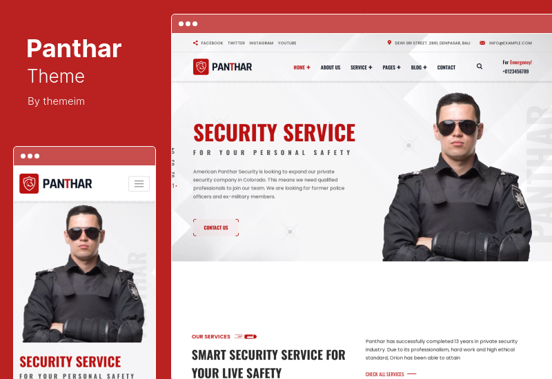 Thème Panthar - Thème WordPress pour service de sécurité privée et de vidéosurveillance