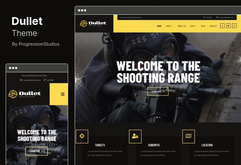 Dullet Theme - สนามยิงปืน & Gun Club WordPress Theme