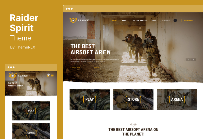 ธีม Raider Spirit - Airsoft Club & Paintball WordPress Theme