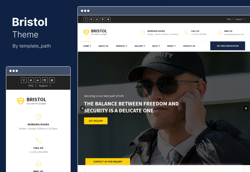 Bristol テーマ - セキュリティ & ガーディング サービス WordPress テーマ