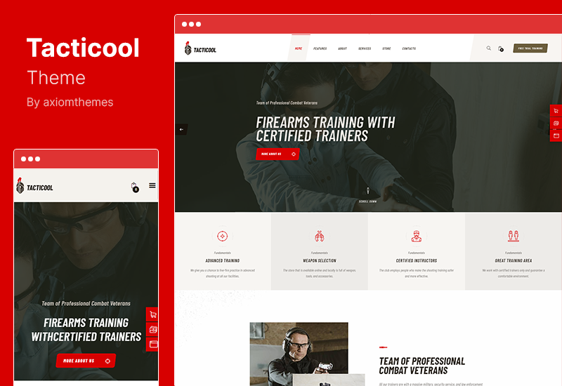 Tema Tacticool - Tema WordPress pentru poligon de tragere și magazin de arme