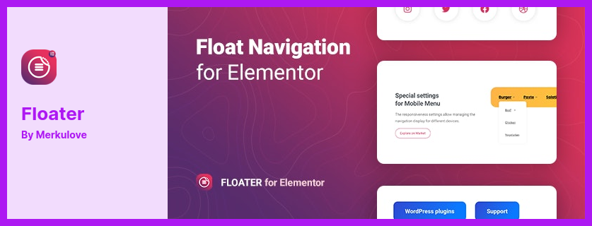 Plugin Floater - Menu de navigation collant pour Elementor