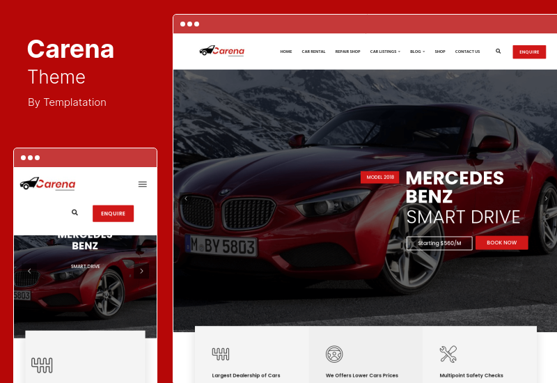 Carena Theme - Penyewaan Dealer Mobil dan Tema WordPress Otomatis