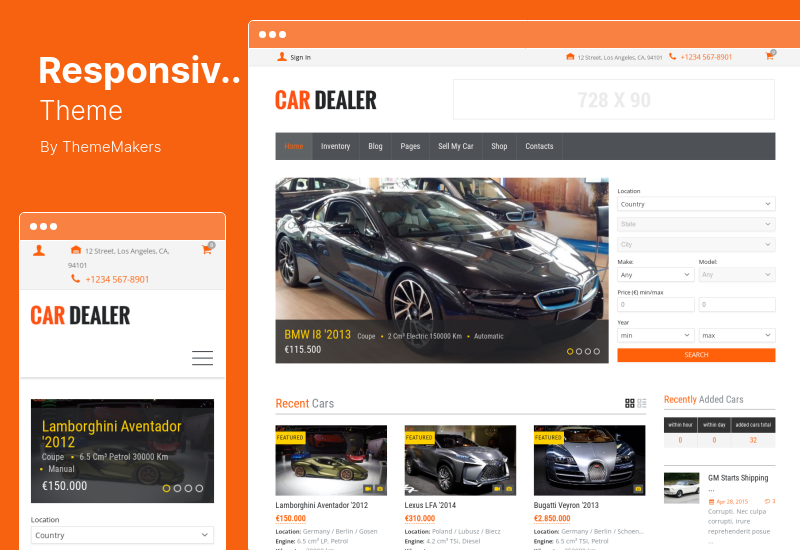 ธีมที่ตอบสนอง - ตัวแทนจำหน่ายรถยนต์ Automotive WordPress Theme